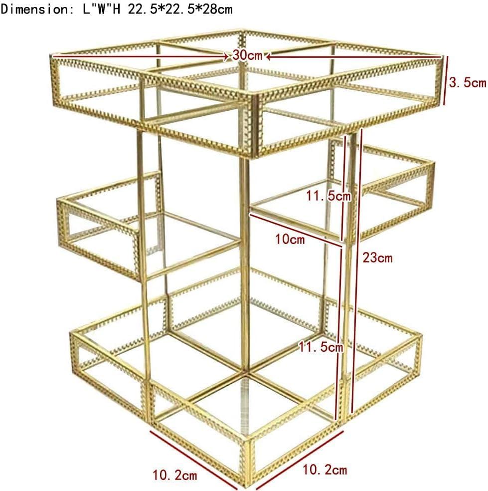 4-Tier Golden 360 Degree Rotation Cosmetic Organizer -Premium Spinning Perfume Tray,Large Capacity Beauty Display for Countertop,Vanity or Bathroom Dorm Room-Tempered Glass&Sturdy Metal - Image 3