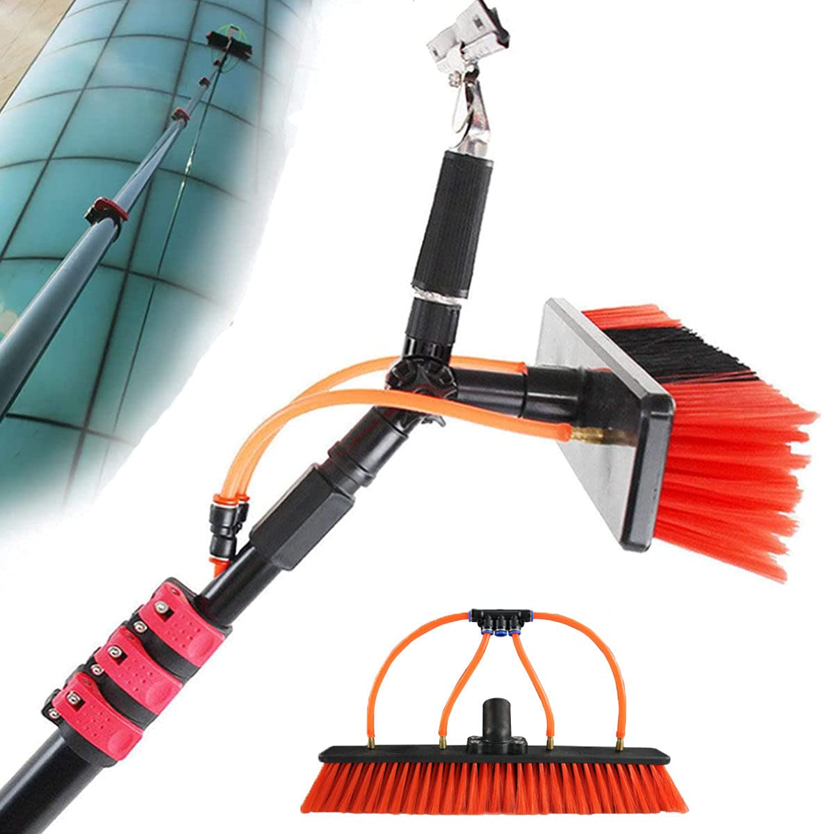 GTHTUHFD Cleaning Brush Water Fed Pole Kit, Solar Panel Cleaning Equipment Tool, Photovoltaic Module Cleaning Tool/18Ft/5.4M