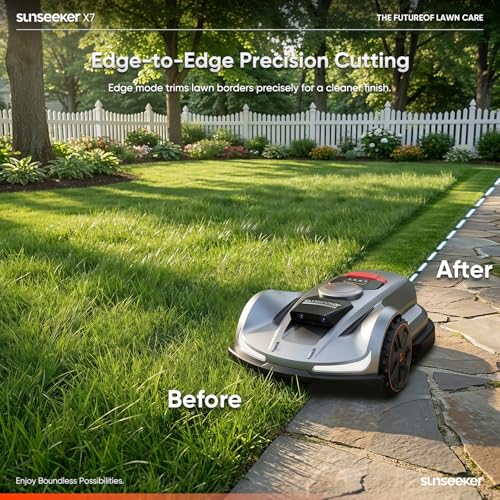 Image of Sunseeker X7 Wireless Robot Lawn Mower 0.75 Acre / 32,000Sq. Ft, with Smart APP Control, Vision AI System & RTK, Path Planning, Adaptive Floating Cut Height up to 4 inch, for Medium to Large Yards
