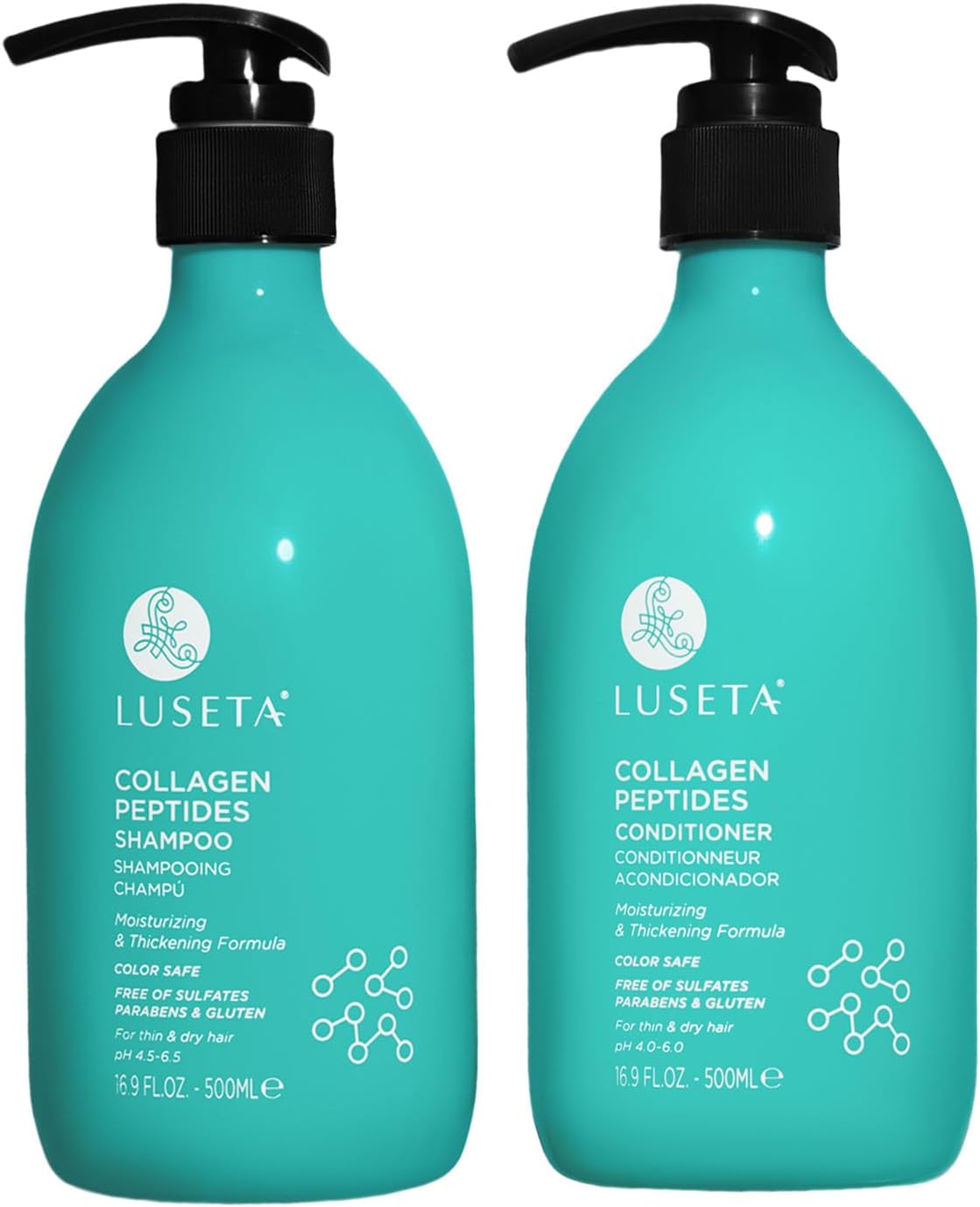 Luseta Purple Shampoo and Conditioner Set (2 * 500ml, Collagen Peptides)
