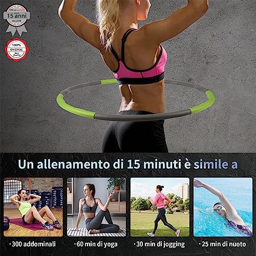 Ultrasport Hula Hoop, dla wzmocnienia mięśni pleców i brzucha, 6 zazębiających się części, miękka Pianka, mniejsza ilość wyprysków, dla początkujących i zaawansowanych