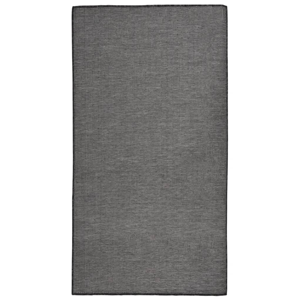 Tappeto piatto esterno in polipropilene, 80 x 150 cm, grigio | Tessitura piatta resistente per terrazza o balcone, rotolo