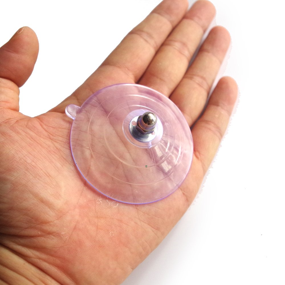 Gancio a ventosa M5 da 6 cm di diametro grande a forma di gradino grande in PVC trasparente, lunghezza filettatura 1 cm, ventosa con dado, confezione da 100 (M5-D6 cm)