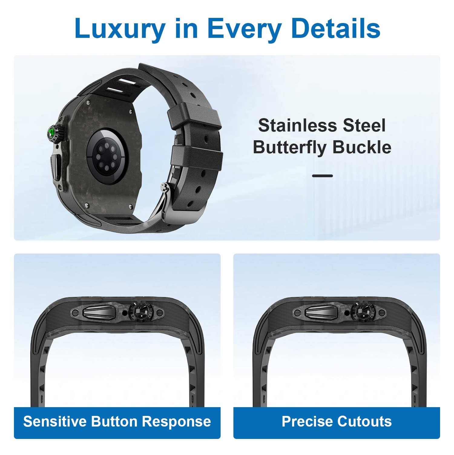 Do Apple Watch S10 46 mm luksusowy zestaw do modyfikacji etui do zegarka z włókna węglowego, do iWatch Series Ultra 2, 49 mm, 9, 8, 7, 6, 5, 4, SE, 44 mm, 45 mm, ramka (czerwony, 46 mm)