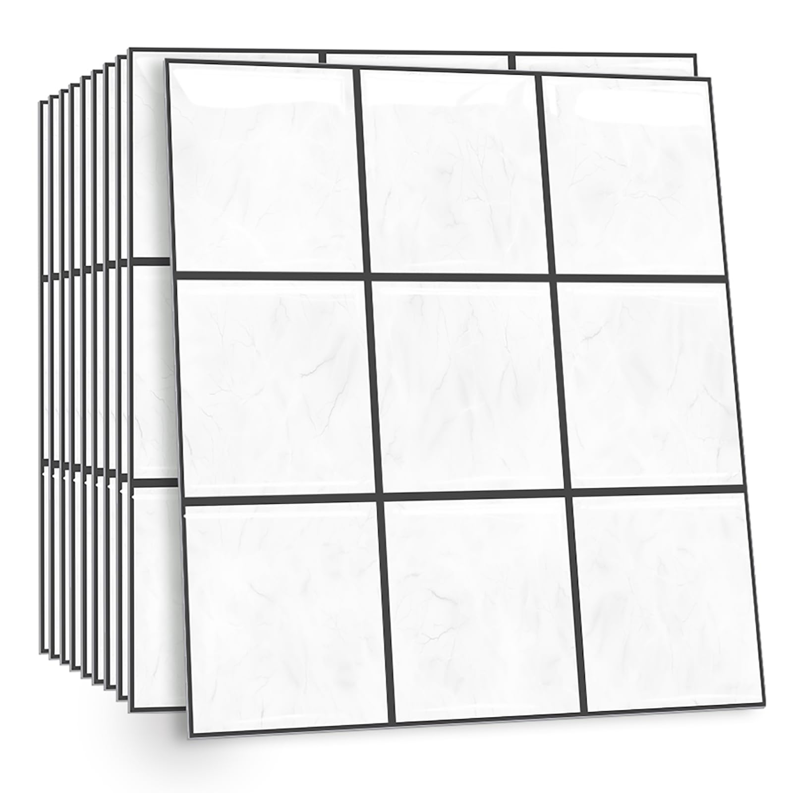 Celestdeco 2D White Peel and Stick Wall Tiles,10 Pack Self-Adhesive Tile Stickers,Vinyl Wall Tiles Self Adhesive for Kitchen Backsplash and Bathroom 30x30cm โ image 1