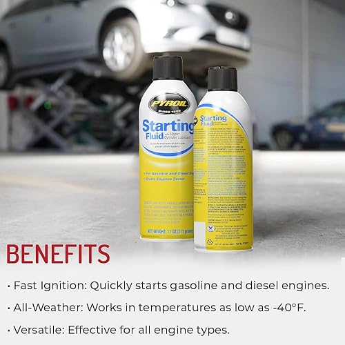 Miniatura 4 de PYSFR11 Líquido de arranque de 11 onzas - Arranque rápido del motor para clima frío para gas y diésel - Paquete de 12 aerosoles de arranque rápido