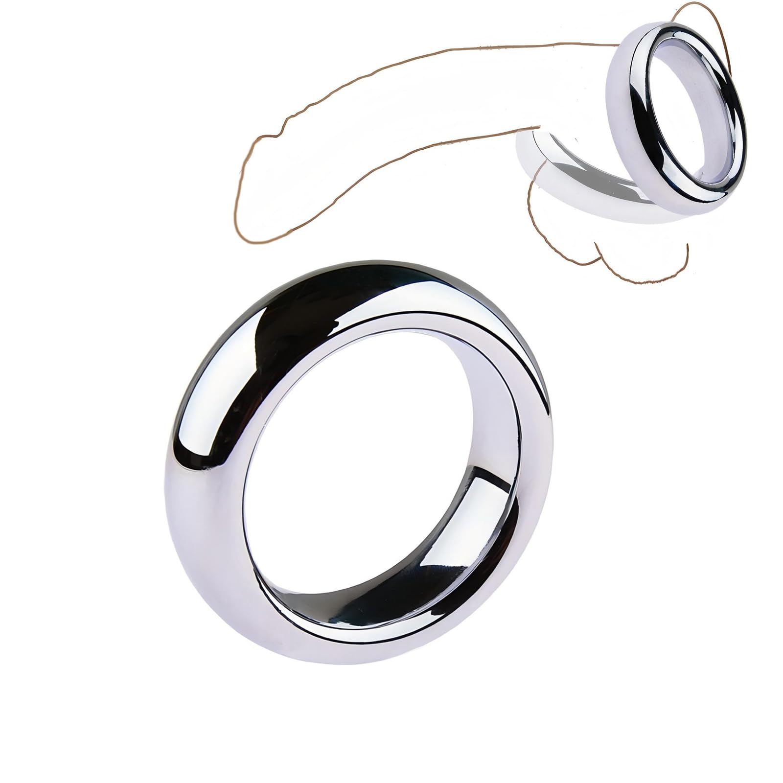 Anneau Penien - Anneau Homme en Métal en 5 Tailles Différentes Sex Toys Les Cockring ont Une Hauteur de 20mm et Une Épaisseur de 9,5mm Ball Stretcher pour l'Exercice de L'érection (47mm)
