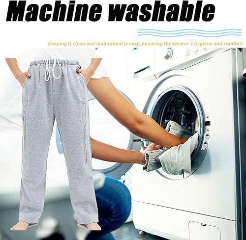 Miniatura 6 de Lmaray Bolsa de pierna para catéter, pantalones, bolsas de nefrostomía, bolsa de orina, soporte para ostomía con bolsillos dobles, color gris