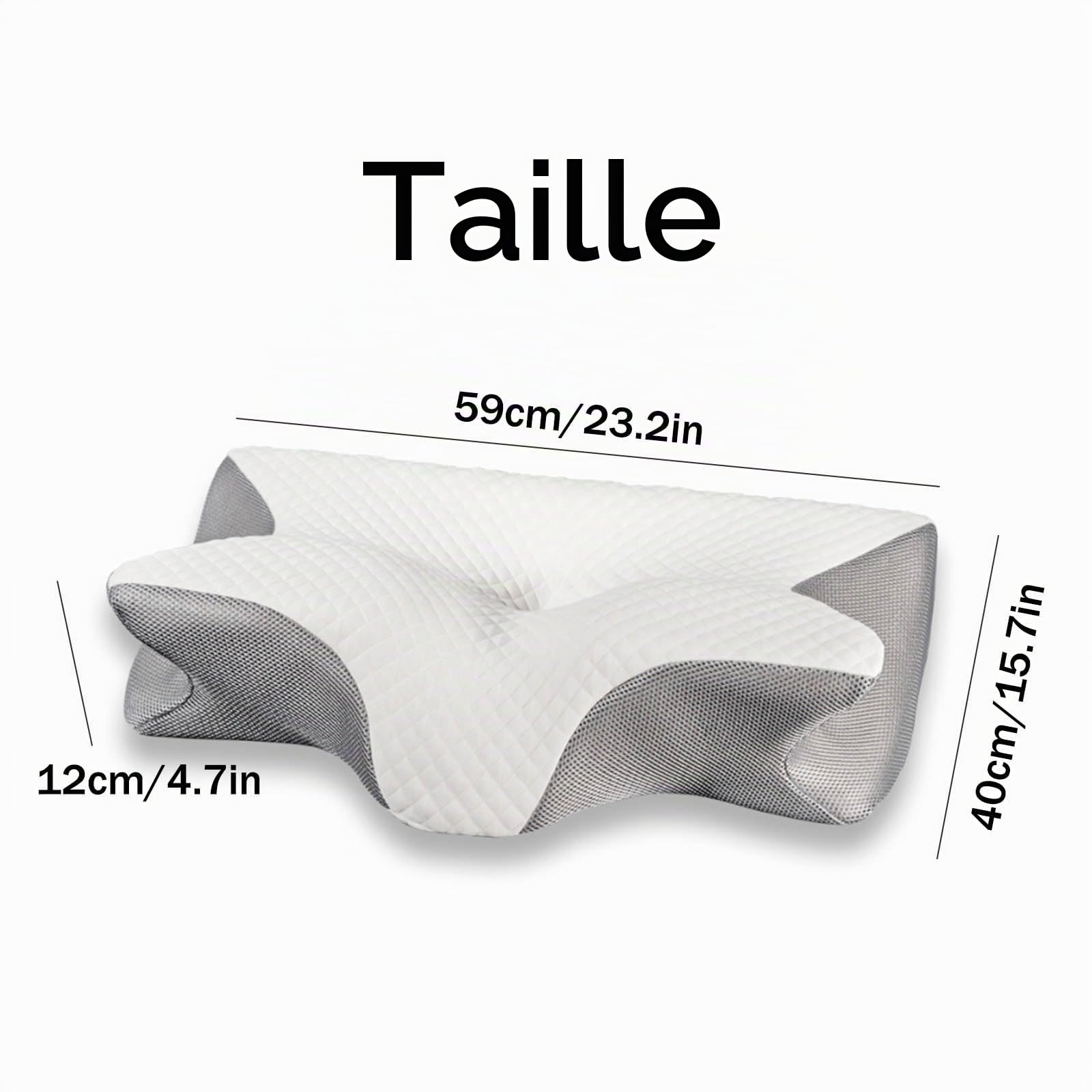 Xintianwang Oreiller Ergonomique Cervical, Dites Adieu Aux Douleurs Cervicales avec L’Oreiller,Ergonomique en Mousse à Mémoire De Forme 2 en 1, pour Sommeil Latéral Et Dorsal (Noir)