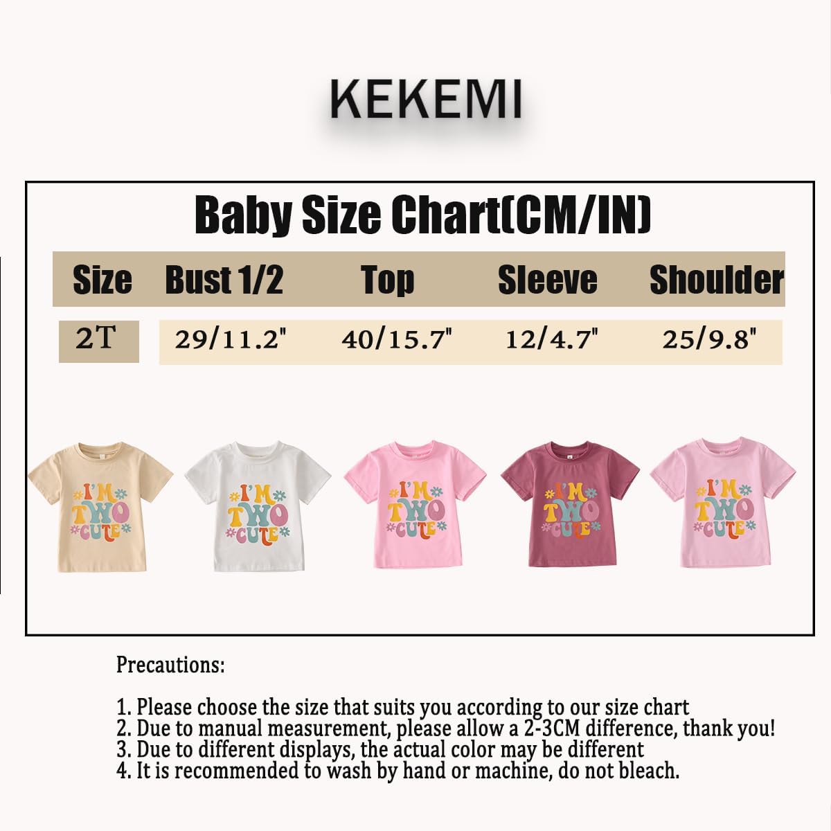 KEKEMI Birthday Shirt for Toddler Girl I’M Two Cute Birthday Girl T-Shirt 2T B-Day Party Outfit Short Sleeve Tee Tops Clothes - Image 7