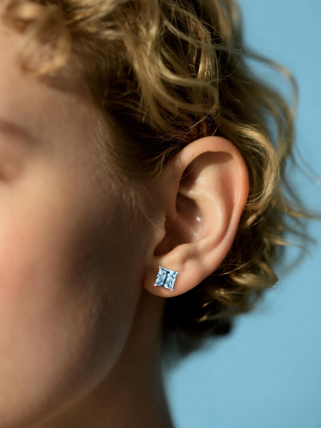 Bestyle 925 Sterling Silver 2CT Birthstone Stud Earrings for Women, Hypoallergenic Heart/Round/Square Cubic Zirconia Earrings Dainty Jewelry Gifts for Birthday,Christmas,Valentine's Day - Image 4