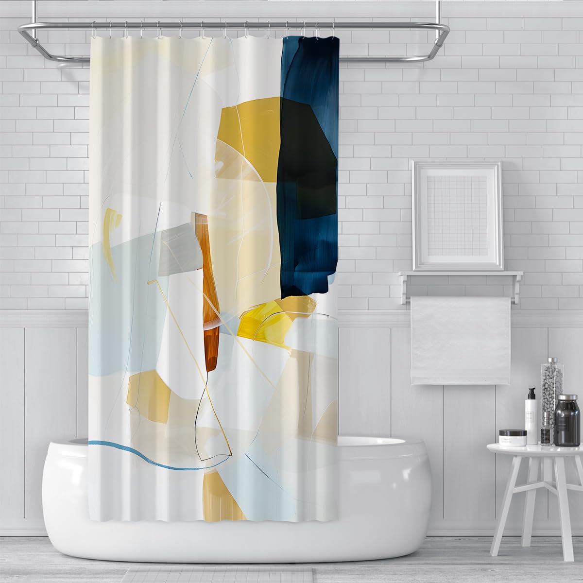 Rideau de douche déco salle de bain blocs couleur minimal W180xL180 cm