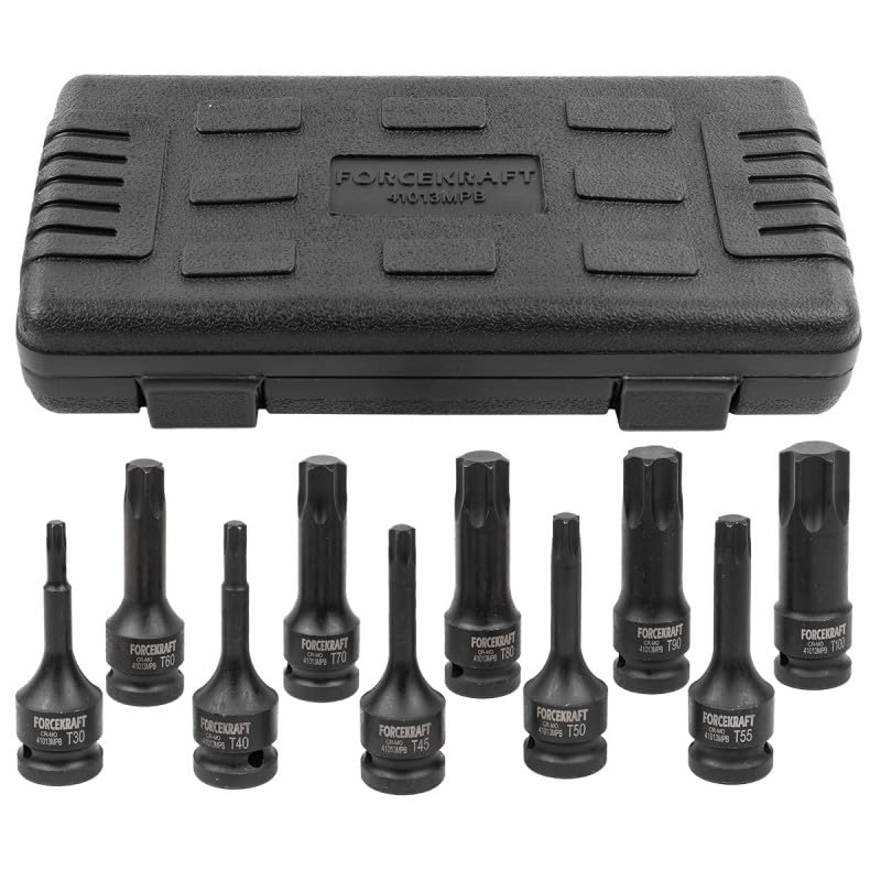 lnternal Driver Set 1/2" T 10pcs (T30, T40, T45, T50, T55, T60, T70, T80, T90, T100), In a Case