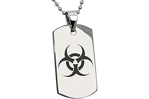Stainless Steel Biohazard Symbol Dog Tag Pendant Necklace