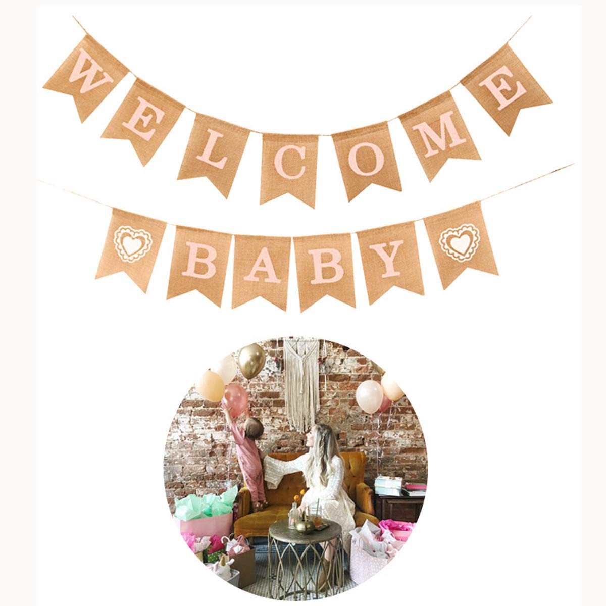 Helewilk Baby-Gartenflagge – Jute, Doppelseitig, 30,5x45,7 Cm, Für Babyparty, Geschlechts-Enthüllung & Willkommensdekoration
