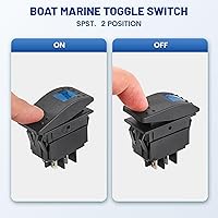 Vista 4 de Anina Juego de 4 interruptores basculantes de 4 pines SPST 20A/12V 10A/24V con calcomanía de brillo nocturno, luz LED azul, impermeable, interruptor