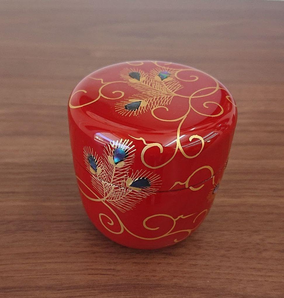 能作 加賀蒔絵師 良斉作 松唐草 中棗 ※海外発送の場合、木箱は付属