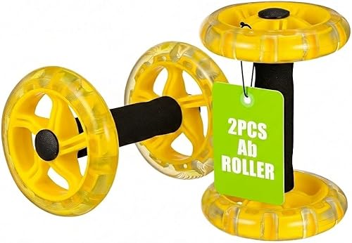 Rueda de rodillo abdominal para ejercicio, equipo de peso abdominal, pesas de mano, mancuernas para dispositivo de fitness amarillo