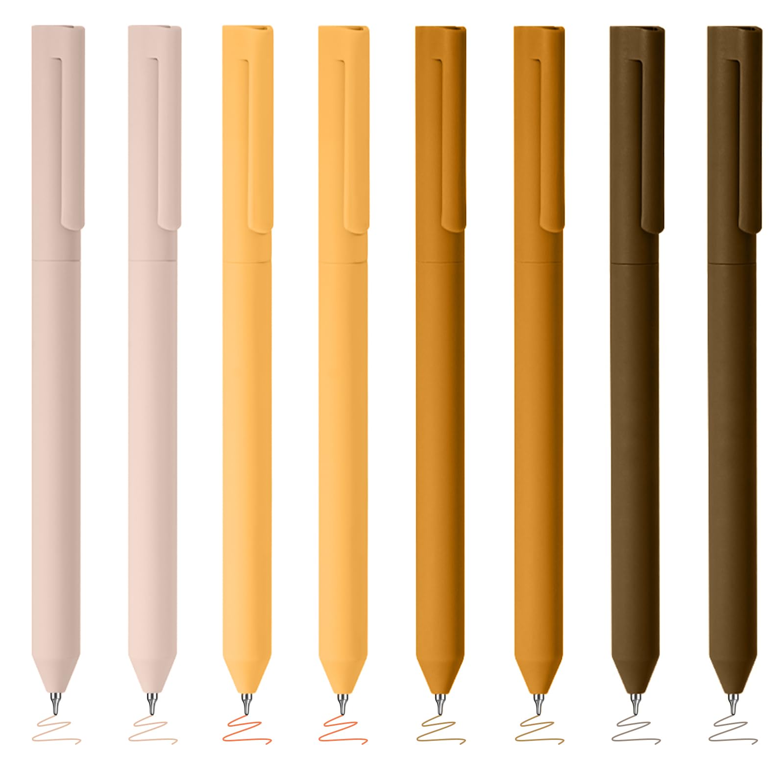 BAYTORY 8Pcs Colored Gel Pens, 0.5mm Fine Point Multicolored Ink Pen, Colorful Pens Smooth Writing for Note Taking and Marking Supplies (Khaki)