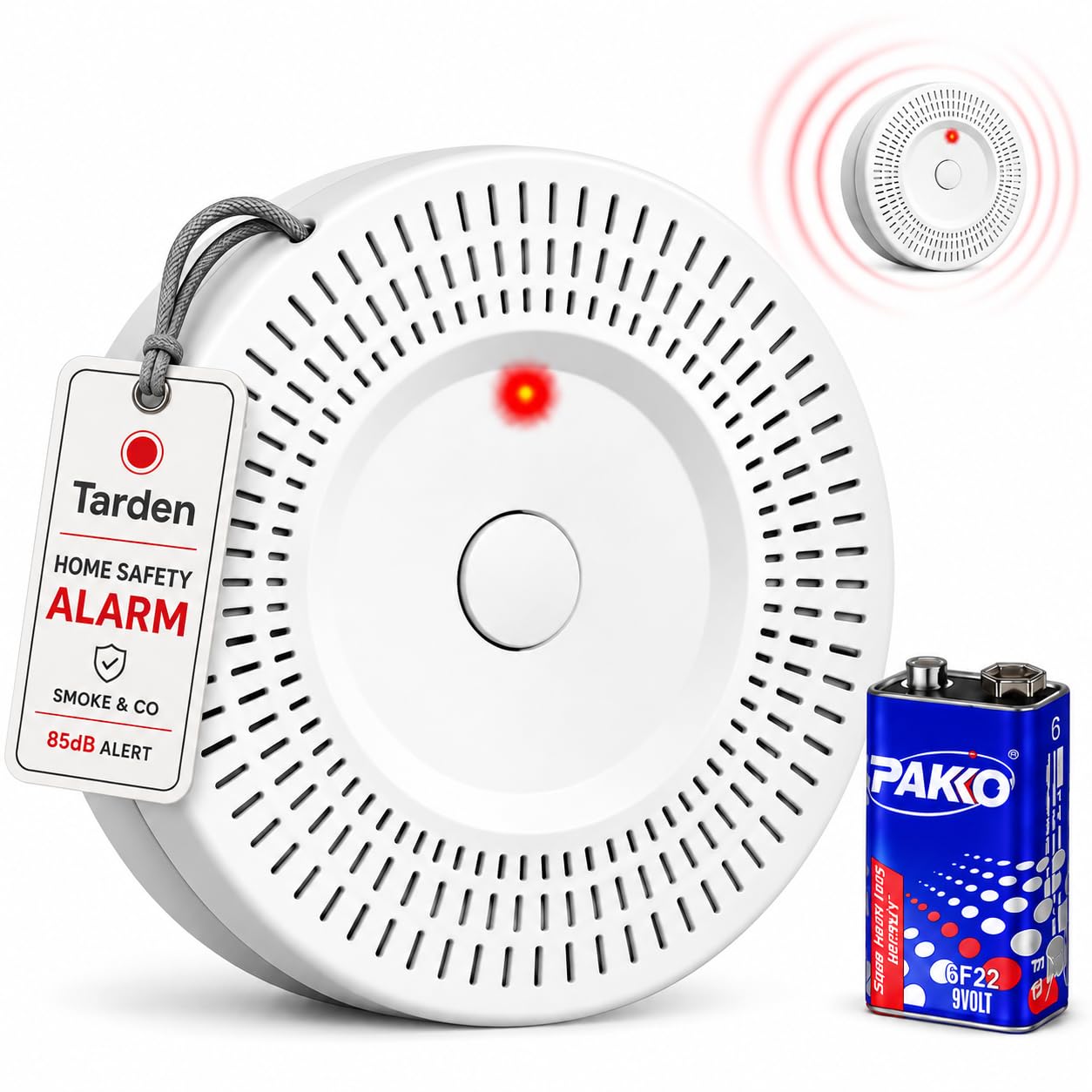 Smoke and Carbon Monoxide Alarm, 2-in-1 Combination Carbon Monoxide Detector, 85 dB Audible & Visual Alert Smoke Alarms for Home, Replace Battery, Test/Silence Button