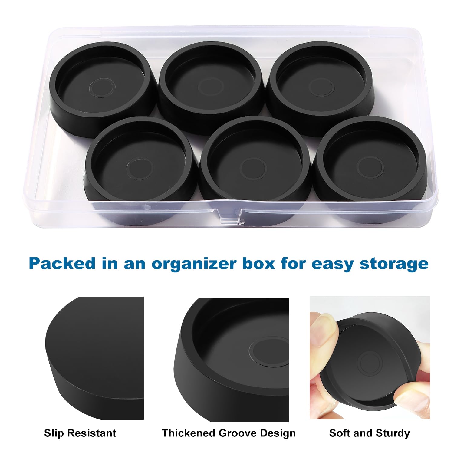 VooGenzek 6 PCS Rubber Caster Pad, Round Non-Slip Feet Pad, Chair Leg Floor Protector, Suitable for All Floors and Furniture Wheels - Image 3