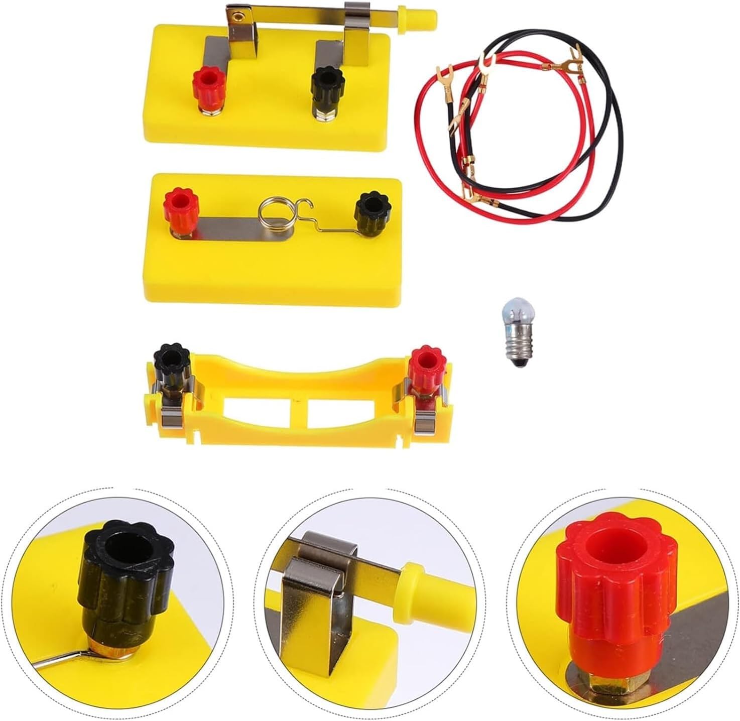 Small Light Bulbs Connected in Series Lights Up Electrical Science Experiment Materials for Primary School Students Simple Circuit Experiment Kit(Yellow)