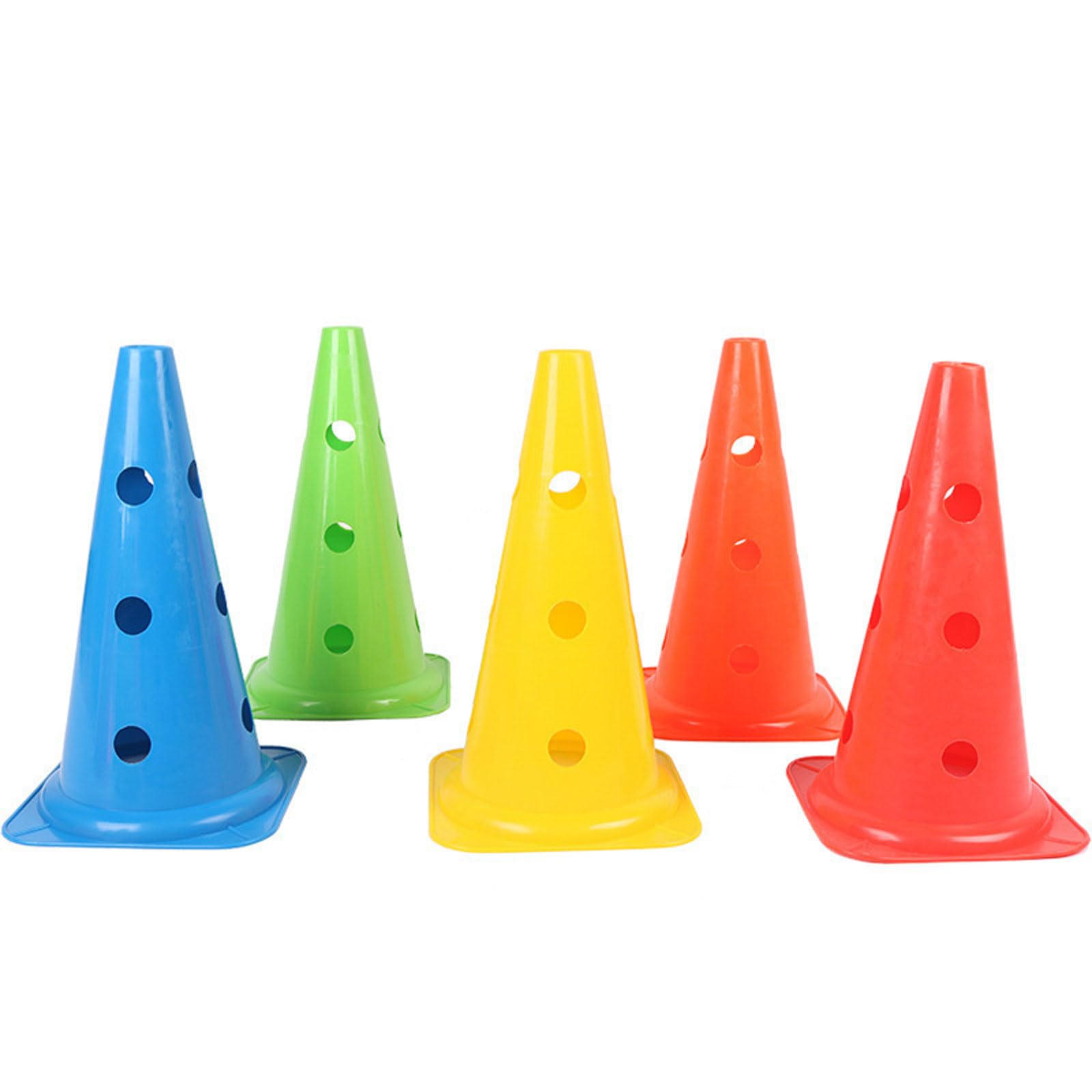 Blissbuilt 5 Pieces (1 Of Each Of The 5 Colors) Marker Cones Set (Pack Of 5) Football Training Maker Bucket With Holes,Sport Field Cones (5 Colors) For Basketball Football Activity Obstacle Course