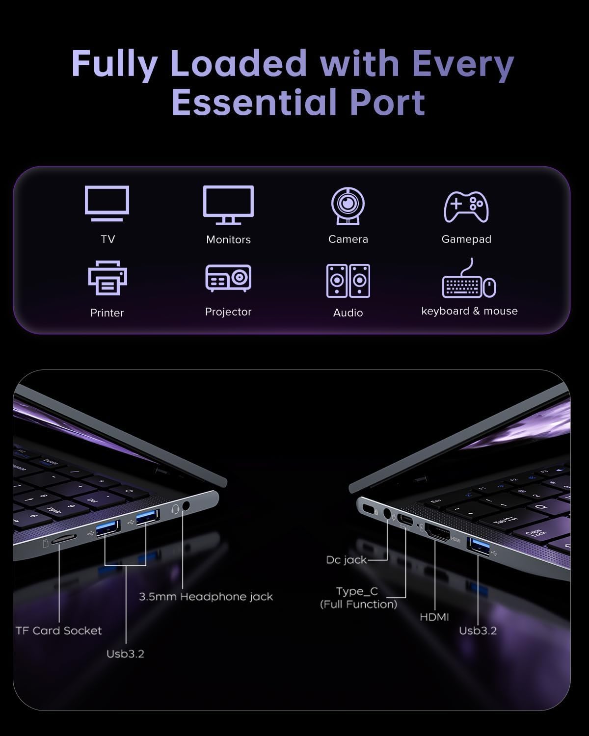 15,6 Pouces PC Portable Gaming avec Ryzen 7 5825U (Jusqu'à 4,5GHz)