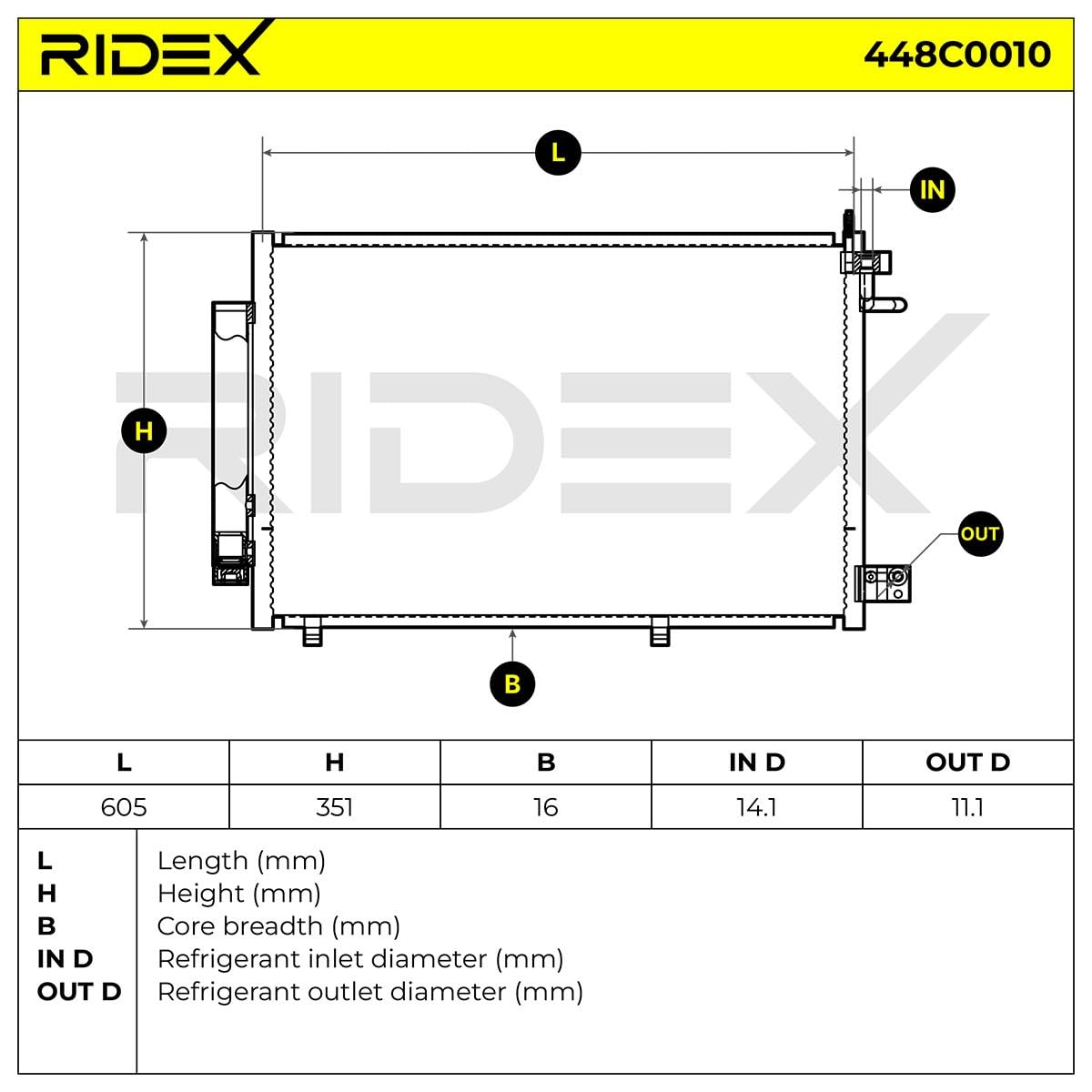 RIDEX 448C0010 Condensatore climatizzatore con essiccatore Compatibilità con VW Golf IV Hatchback 1J1