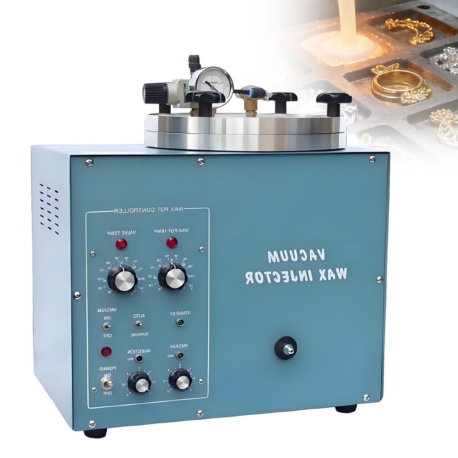 AiODiO Jewelry Wax Injector Machine, Vacuum Wax Injector for Jewelry Casting, 3kg Large Capacity Adjustable Pressure Wax Injection Molding Machine