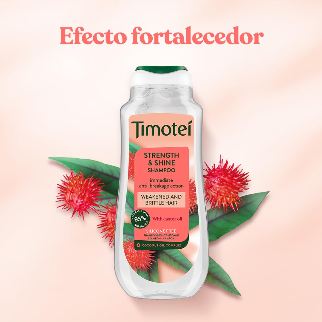 Timotei Champú Fuerza y Brillo 600ml| Acción Antirrotura Inmediata | Fortalece y Nutre | Con Aceite de Coco — view 4
