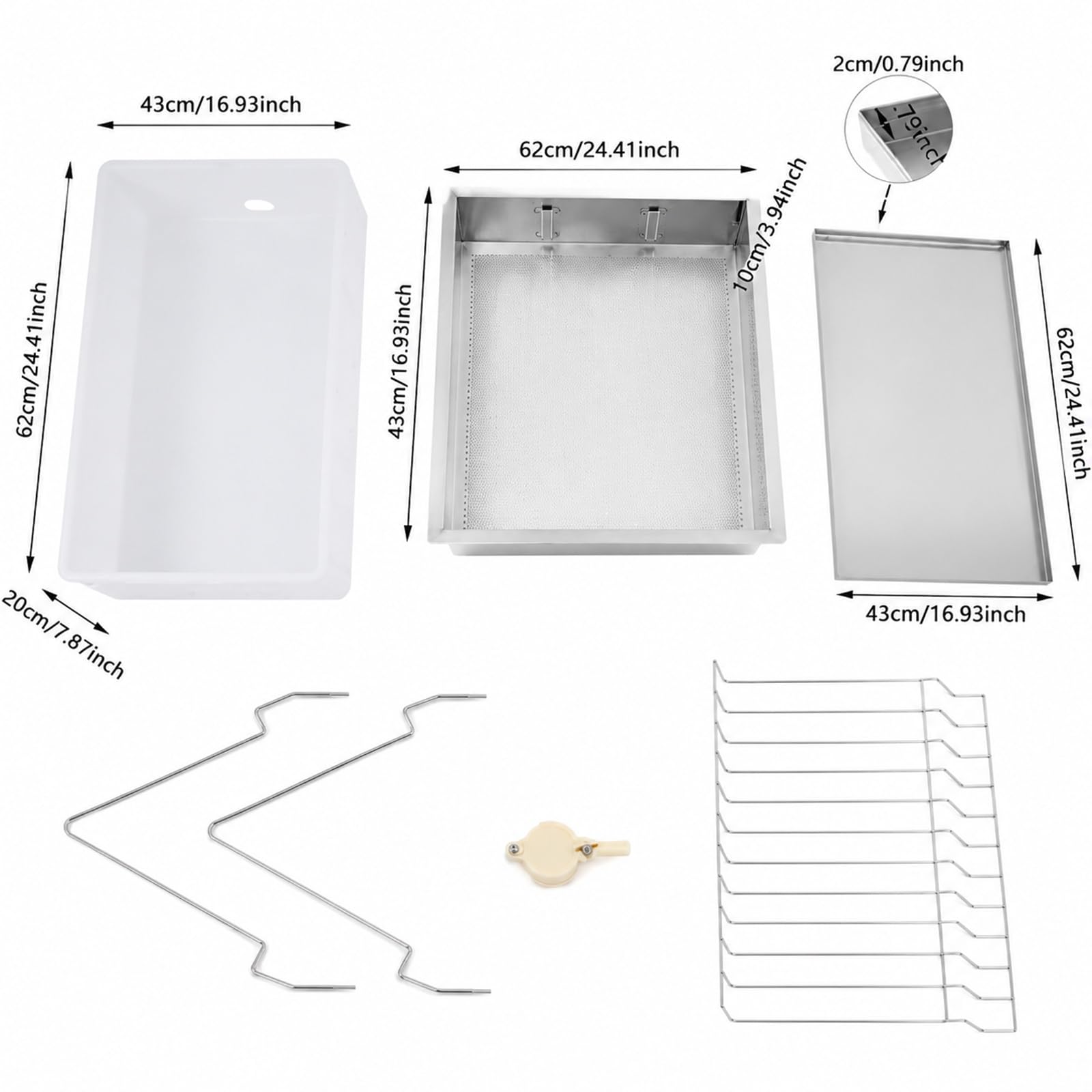Estación de desoperculado para apicultura | Bandeja de goteo y recipiente de acero inoxidable, extractor de miel con boquilla, para la recolección de miel