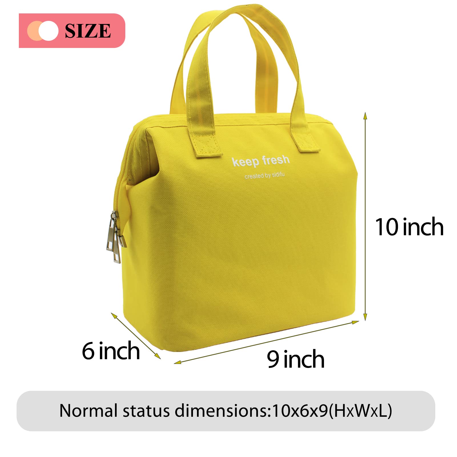 Mziart Insulated Lunch Bag, Simple Bento Cooler Tote, Lunch Tote Bag for Lunch Box for Women Men, Adults, Picnic, Work - Image 4