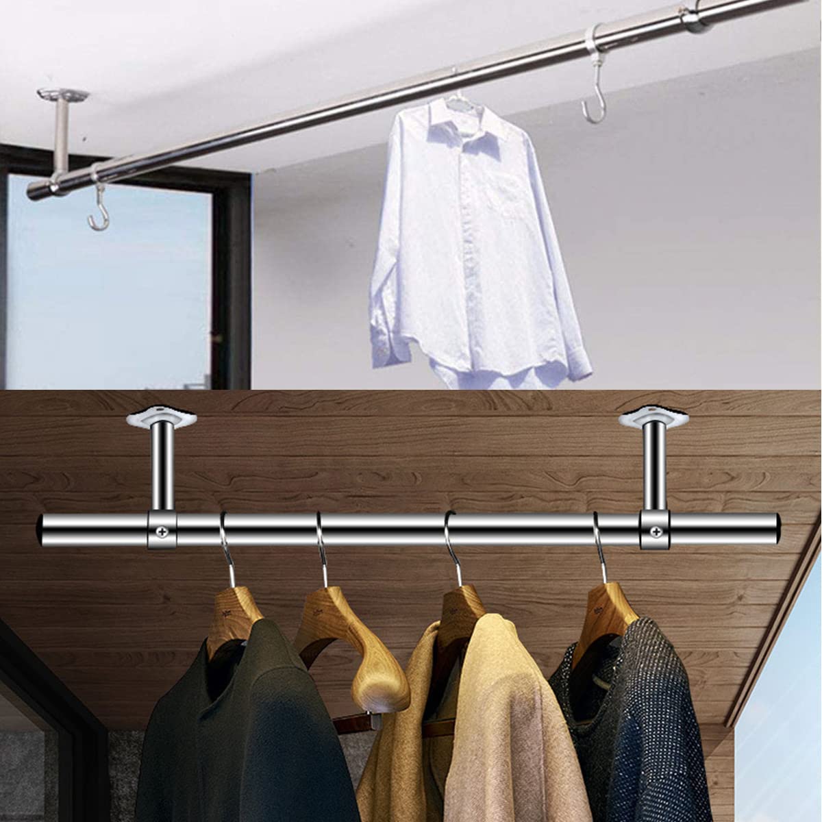 Staffe Per Tende Da Soffitto | Supporto Inox Per Asta | Fino A 120kg | Multiuso Per Casa