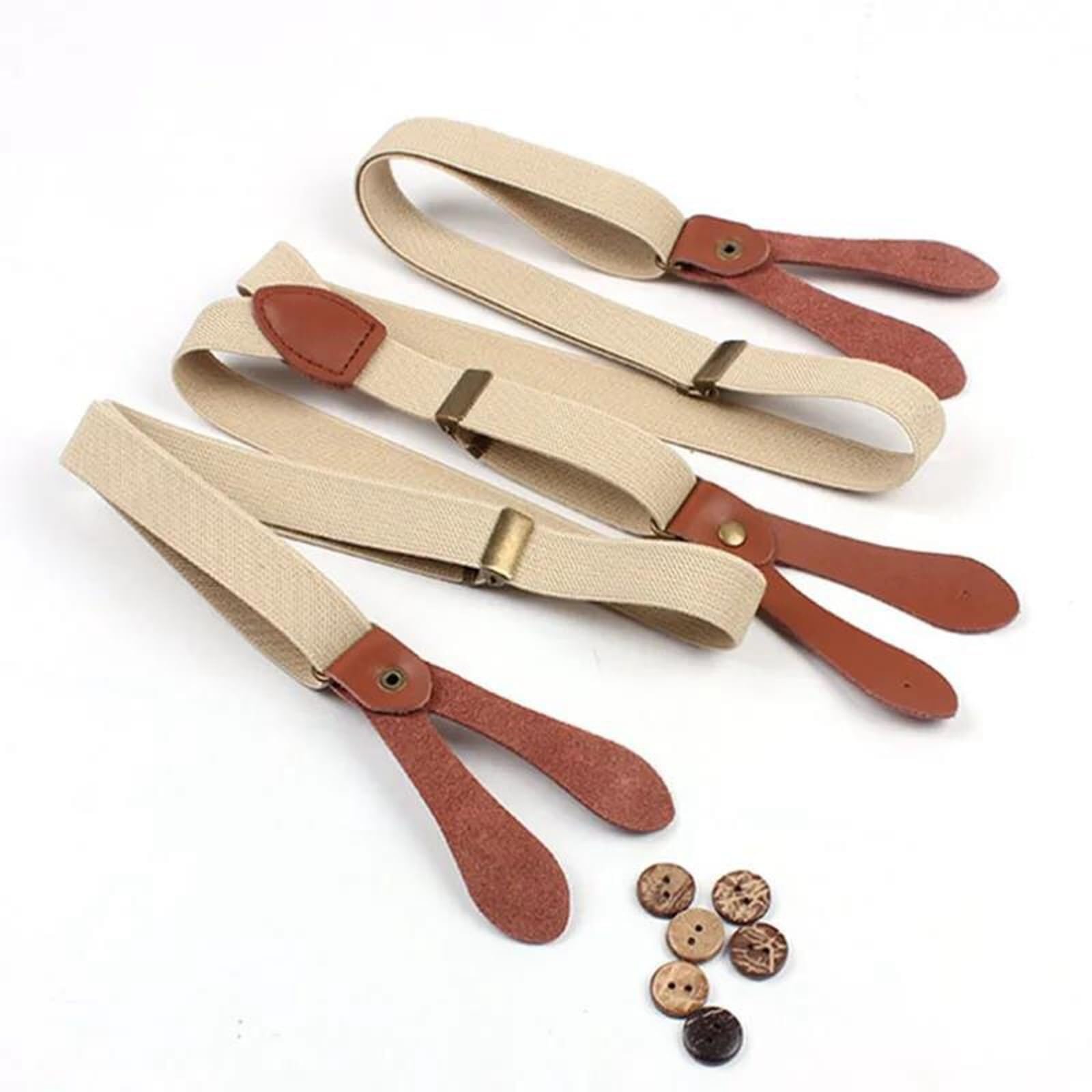 Tirantes Hombres Cuero Ajustable Con Botón 110 Cm X 2 Cm