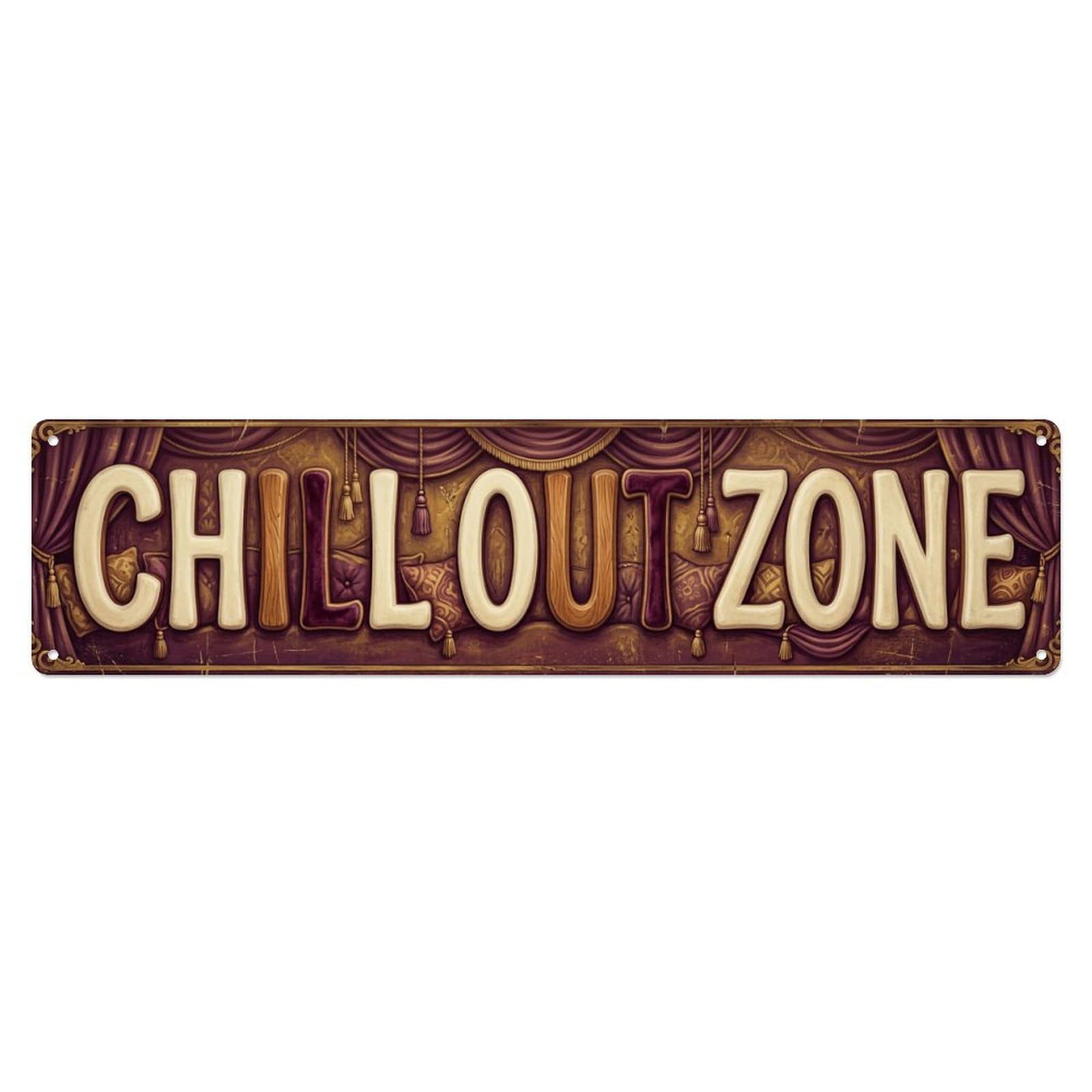 Chill Out Zone Faded Alcove 2 Vintage Metal Tin Sign Wall Decor for Cafe, Club, Garden Metal Poster 4x16Inch
