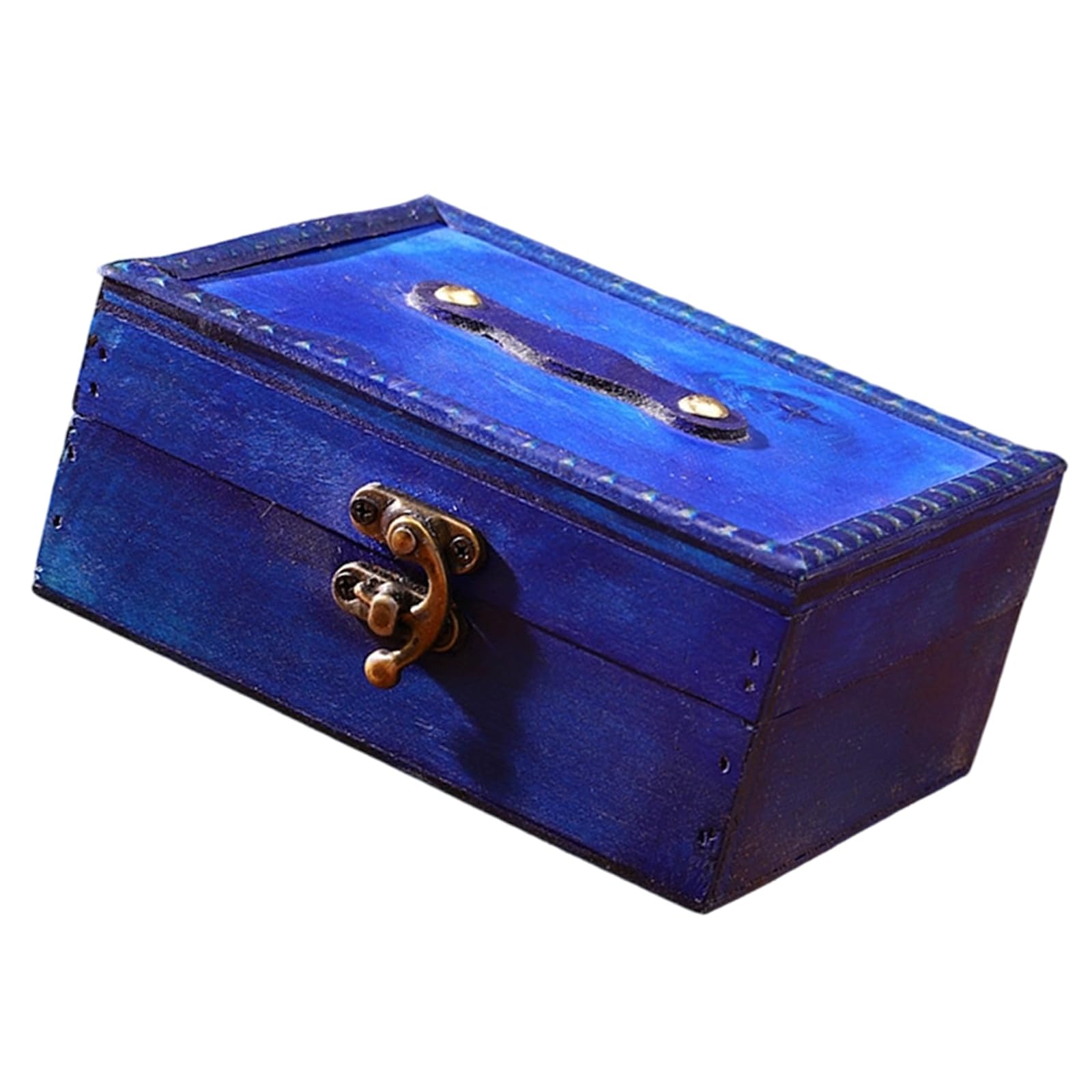 Msioytog Wood Jewelry Chest with Metal for Jewelry Storage and Rustics Home Decoration Accent Retro Storage Box