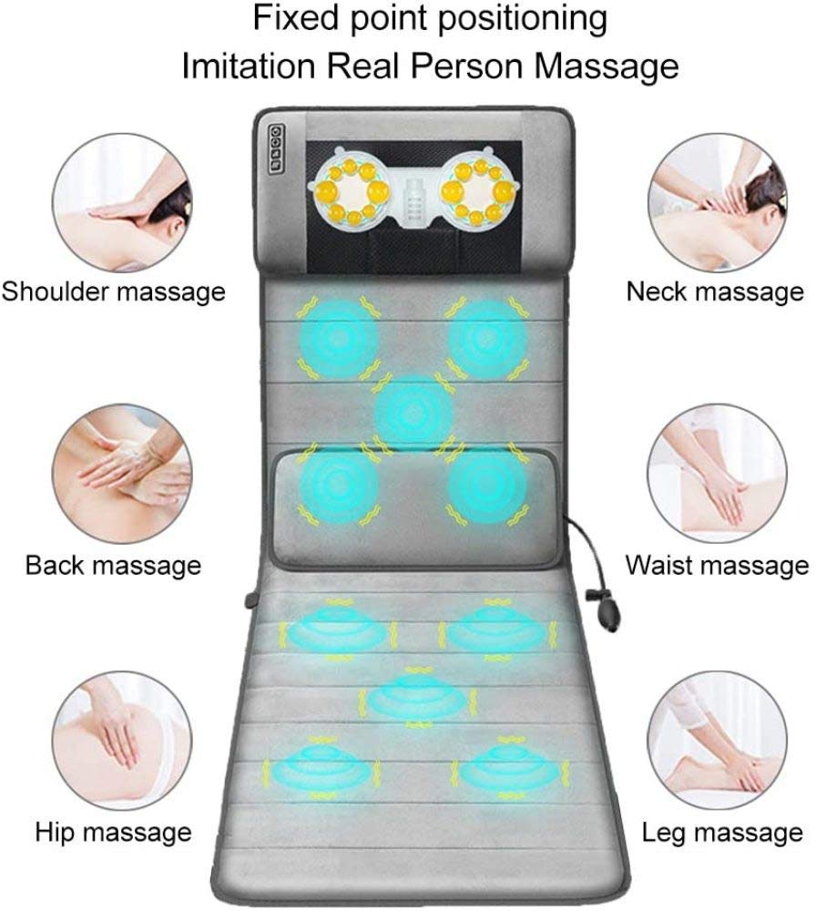 Podgrzewana mata do masażu z 20 głowicami masującymi do ugniatania szyi Shiatsu, poduszka grzewcza Materac do masażu całego ciała Mata do masażu Poduszka łagodząca ból pleców w odcinku lędźwiowym nóg