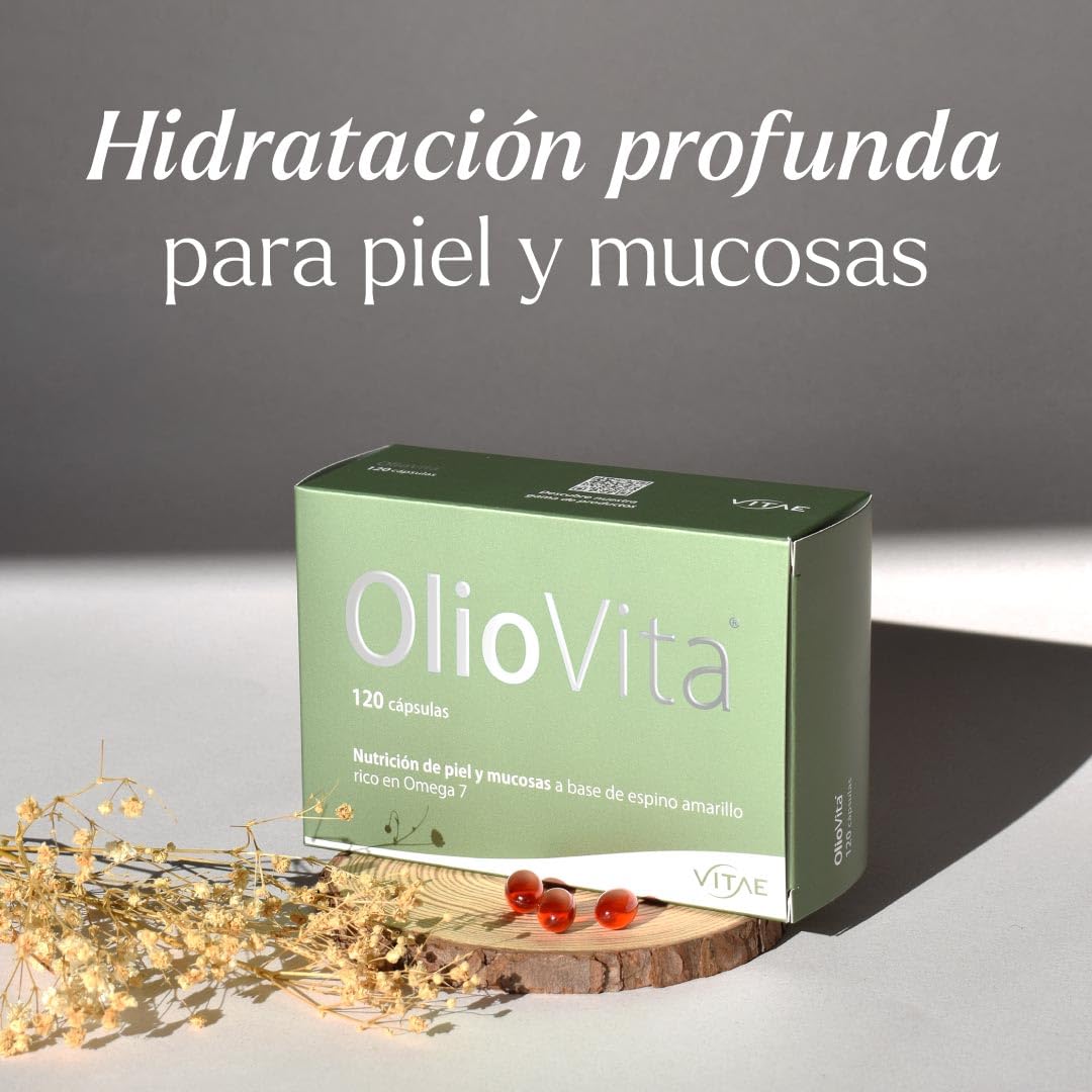 Vitae – Oliovita 120 cápsulas | Espino Amarillo Rico en Omega-7 | Omega 3-6-9 y Vitaminas A+E | Hidratación y Nutrición de Piel y Mucosas | Apoyo en Sequedad y Menopausia