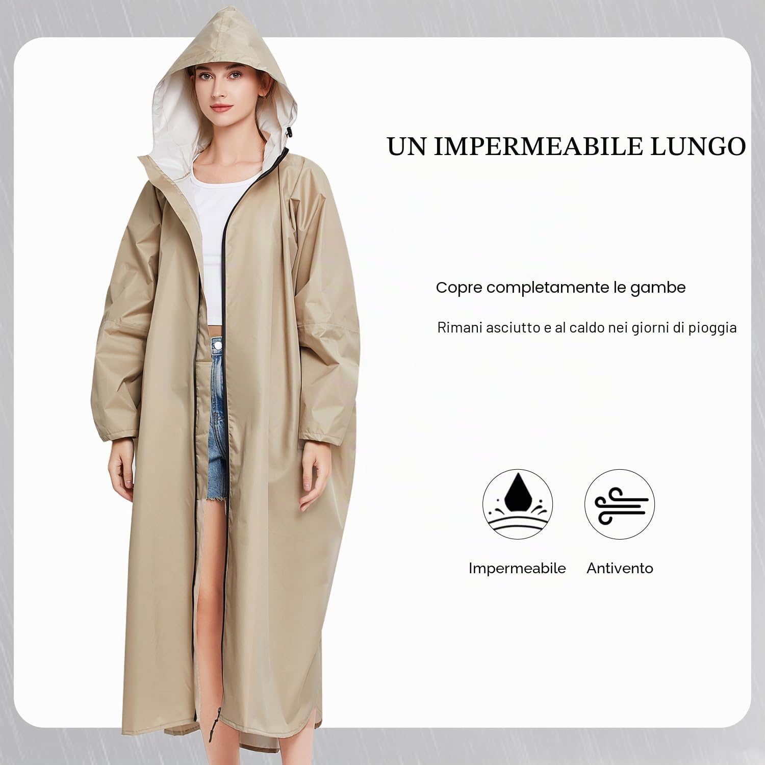 LHHMZ Poncho impermeabile da pioggia per le donne Giacche da pioggia leggere con cappuccio Impermeabili da pioggia lunghi all'aperto