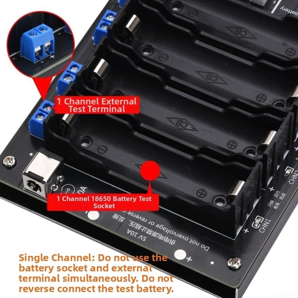 Testeur de capacité de batterie 8 canaux avec analyseur de résistance interne et écran de 6,1 cm, prend en charge les modes d'activation de décharge de charge avec paramètres de fonctionnement