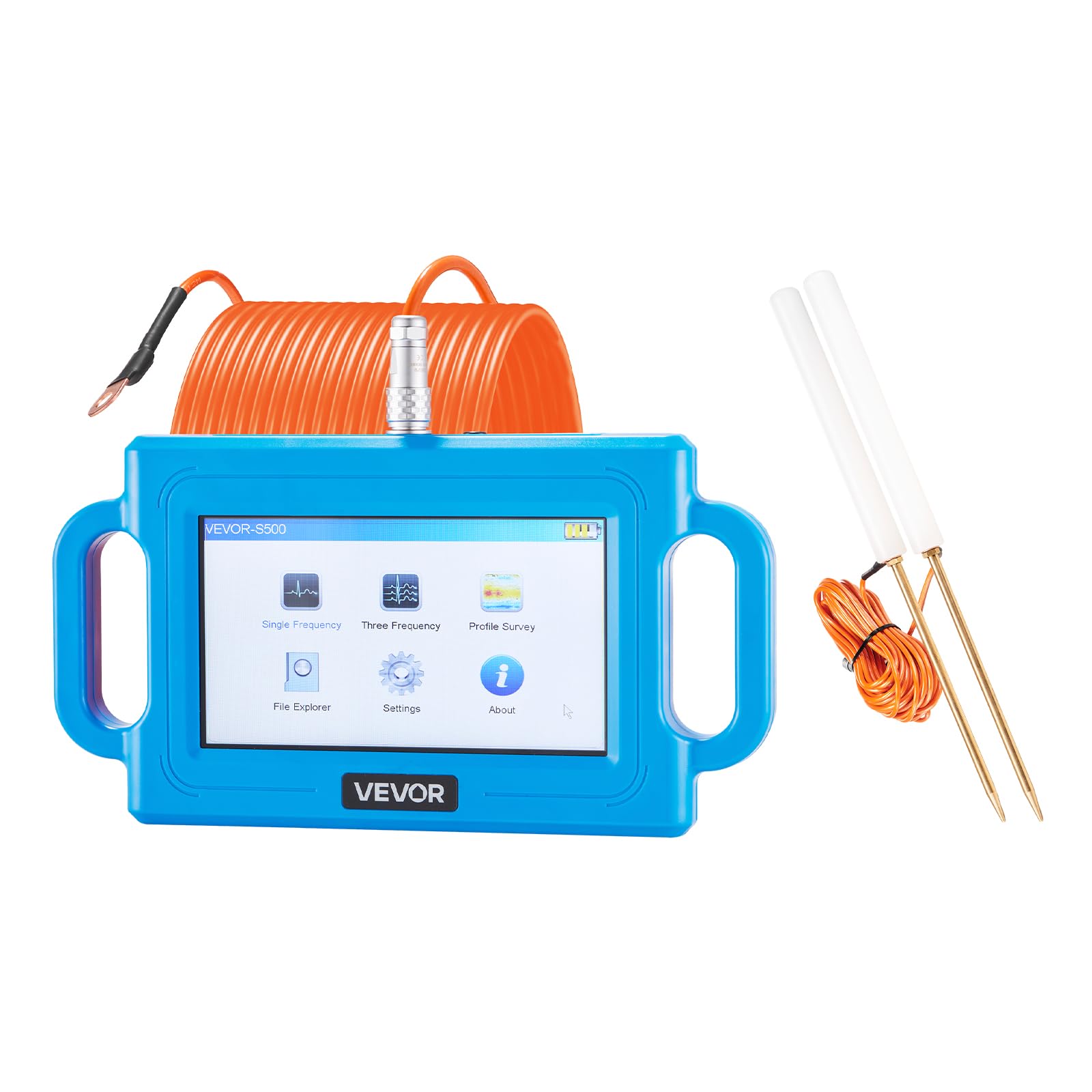 VEVOR Underground Water Detector, Up to 1640ft (500m) Pro Underground Water Detection Locator, 7" Touchscreen Auto Mapping Well Detector Explorer with