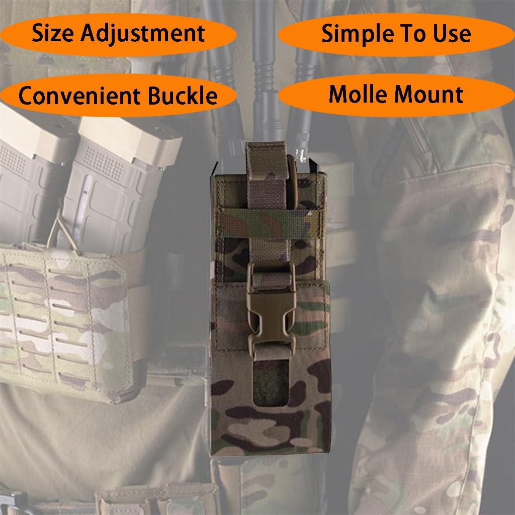Funda de Radio Universal táctica Bolsa de Radio， MOLLE Ajustable Walkie Talkie Bolsa de Radio Holder para Chaleco táctico, Funda de Nylon para Radio(1PCS-BCP)