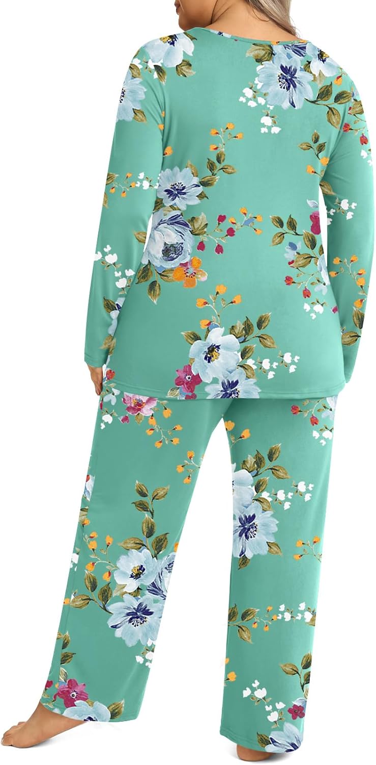 Plus Size Women's Pajamas Sets 2 Piece Long Sleeve Pj Sleepwear Soft Comfy Tops and Pants with Pockets - Image 4