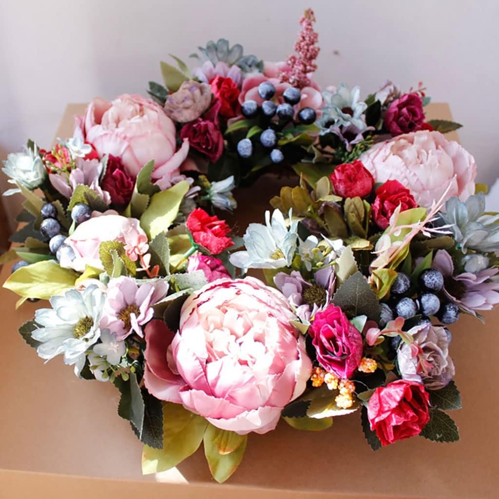 Large Garland Artificial Peony Flower Wreath Wall Hanging Front Door Wreaths Home Decoration Farmhouse Decor
