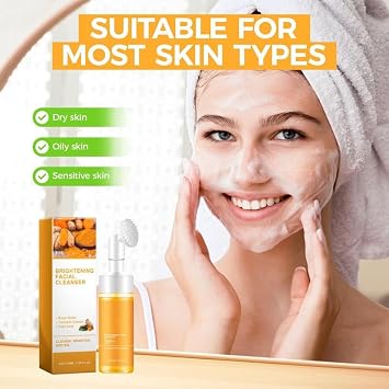 Brightening Facial Cleanser with Turmeric Extract, Rose Water and Kojic Acid, Natural Ingredients for Skin Care, 3.38 Fl Oz