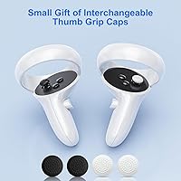 Vista 11 de Correa para la cabeza para auriculares 0culus Quest 2, correa de cabeza ajustable VR con 4 tapas de agarre para el pulgar del controlador - blanco