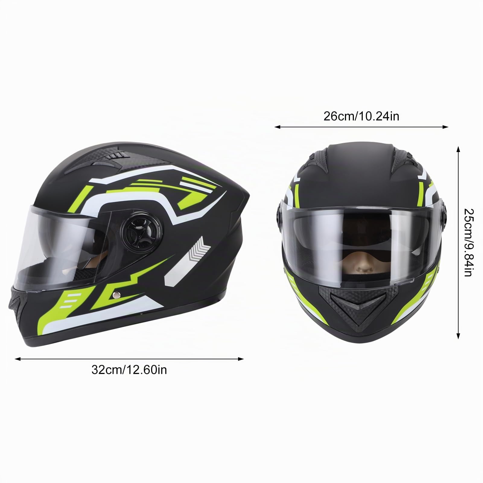 Motorrad Helm, Leichter Fahrrad-Reithelm für Männer und Frauen, Kopf Umfänge von 54-61cm Voll Gesichts Helm mit Abnehmbarem Hals Wärmer, Innere Atmungsaktive Baumwoll Schicht