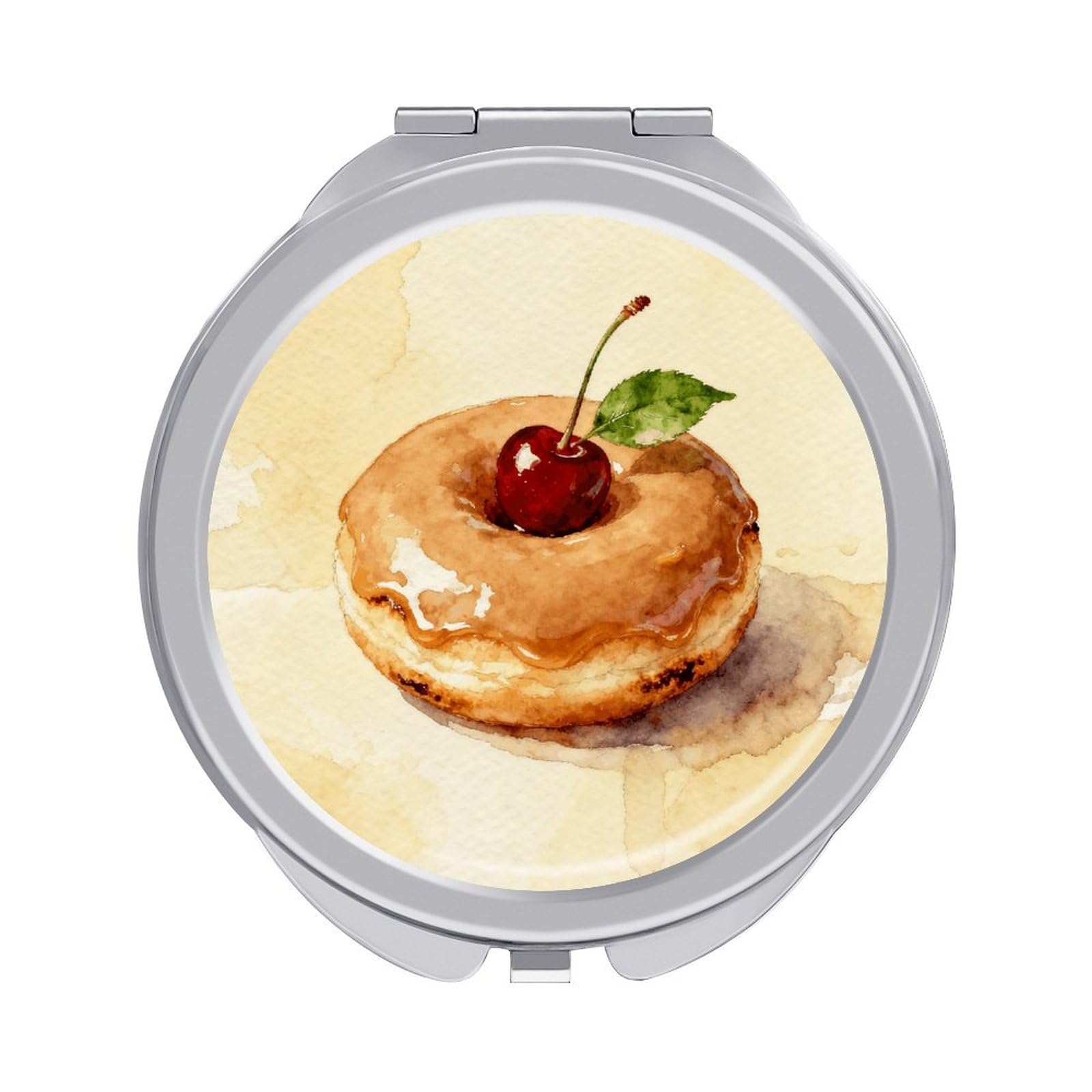 LZQPOEAS Donuts Compact Mirror, Double-Sided Folding Makeup Mirror, Durable Metal Travel Pocket Mirror for Purse, Portable Round Touch-Up Mirror for Table Gifts and Everyday Use