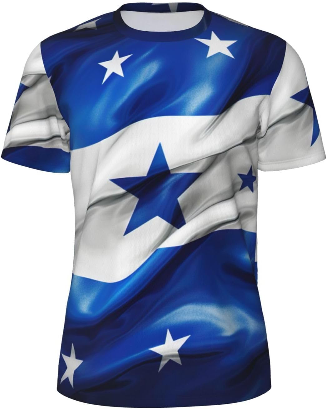 Honduras Flag Print Mens Short Sleeve Mesh T-Shirt Breathable Athletic Gym Running Casual Sports Wear
